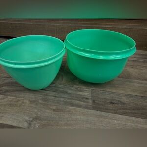 Vintage Tupperware Thatsa Bowls Jade Green Mixing Bowls Set 2 Orlando FL USA